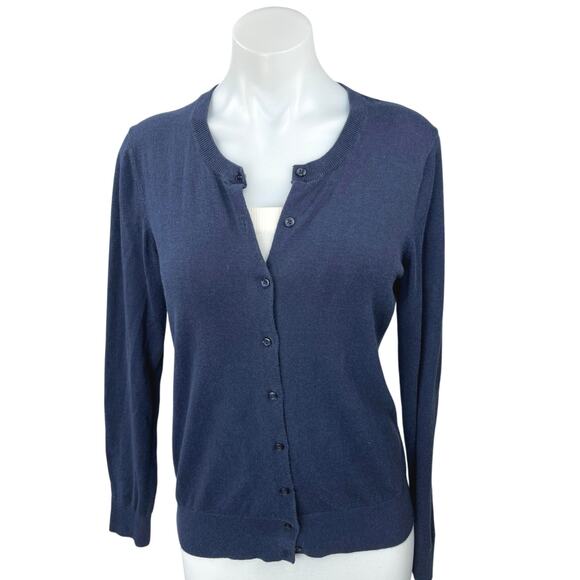 Banana Republic Blue Knit Long Sleeve Button Down Cardigan Sweater Top Size L - Picture 1 of 4